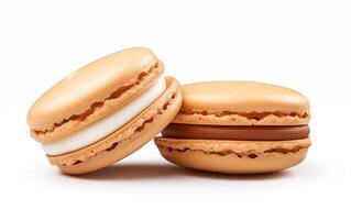 ai gegenereerd macarons zoet koekjes geïsoleerd Aan wit achtergrond foto