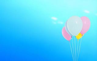 ballons op vage blauwe hemel met wolkenachtergrond, vakantieconcept foto