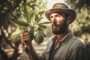 ai gegenereerd Israëlisch boer Holding avocado. genereren ai foto