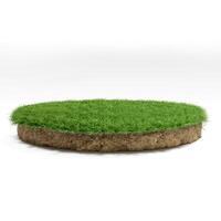 realistisch 3d illustratie van een circulaire landschap met gras en bodem foto