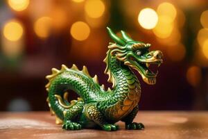 ai gegenereerd traditioneel Chinese groen draak vervagen achtergrond. genereren ai foto