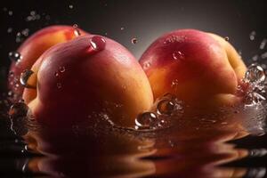 ai gegenereerd rood nectarines water plons. genereren ai foto