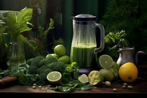 ai gegenereerd maken groen smoothie met citroen. genereren ai foto