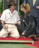 Johnny depp vanessa paradis handafdruk en voedselafdruk ceremonie voor Johnny depp graumans Chinese theater los engelen, ca september 16, 2005 foto