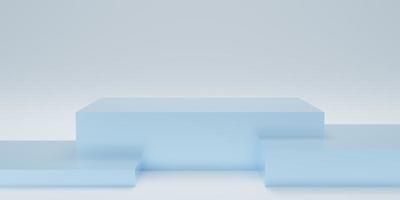 3d rechthoekig podium met blauwe lege studioruimte, minimale productachtergrond, sjabloonmodel voor weergave foto