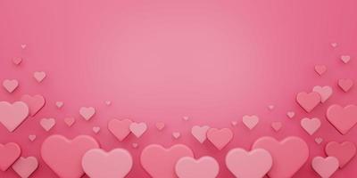 Valentijnsdag, liefdesconcept, kleurrijke 3d hartvorm overlappende achtergrond
