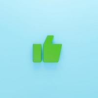 onderschrijven als 3d. groen volumetrisch symbool in eenvoudig ontwerp. duim omhoog voor coole stemmen op sociale netwerken. internet virtuele communicatie en meningsuiting toestemming in de websamenleving foto
