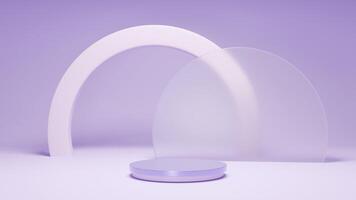 3d renderen Purper achtergrond met podium abstract glas foto