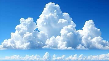 ai gegenereerd blauw lucht met overvloedig wit wolken foto