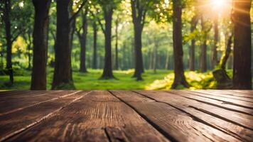 ai gegenereerd oud houten planken tafel met kopiëren ruimte voor toevoegen tekst ai gegenereerd beeld foto