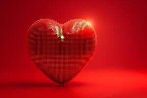 ai gegenereerd pixel liefde, 3d rood hart animatie foto