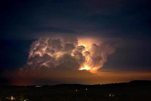 onweer, duisternis, stormachtige donkere wolken die door de lucht bewegen, lange sluitertijd. foto