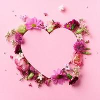 creatieve lay-out met roze bloemen foto