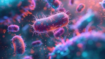 ai gegenereerd kleurrijk bacterie exploratie microscopisch 3d foto