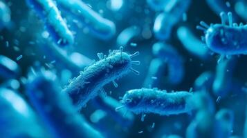 ai gegenereerd microscopisch bacterie cellen 3d illustratie foto