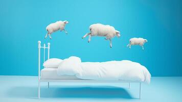 ai gegenereerd surrealistische schapen sprong, slapeloosheid conceptualisatie foto