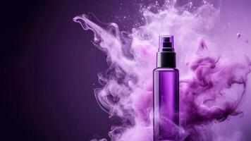 ai gegenereerd parfum verstuiven met Purper de nevel foto