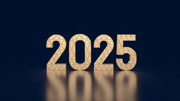 de goud aantal 2025 voor nieuw jaar of viering concept 3d weergave. foto