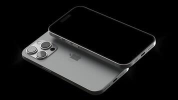 jepara, Indonesië, 2024 - natuurlijk titanium iphone 15 pro mockup tafereel met blanco scherm foto
