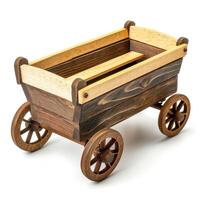 ai gegenereerd kinderen hout en metaal wagon speelgoed- geïsoleerd Aan wit achtergrond, ai gegenereerd. foto