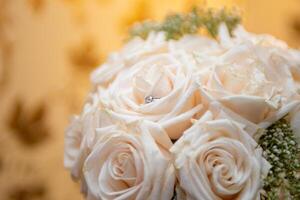 wit rozen met een ring foto