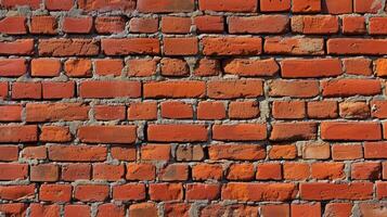 ai gegenereerd onderdompelen in de rustiek charme van een panoramisch rood steen muur structuur achtergrond. ai gegenereerd. foto