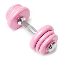 ai gegenereerd roze halter barbell gewichten, vrouwelijk flair voor empowerment trainingen. elegant fitheid, ai gegenereerd. foto