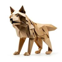 ai gegenereerd kleurrijk origami wolf, uniek papier veelhoek kunstwerk, ideaal huisdier concept, ai gegenereerd foto