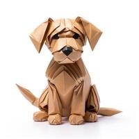 ai gegenereerd kleurrijk origami pup, uniek papier veelhoek kunstwerk, ideaal huisdier concept, ai gegenereerd foto