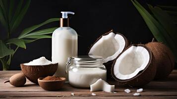 ai gegenereerd Ontdek de schoonheid voordelen van kokosnoot in uw huidsverzorging regime, ai gegenereerd. foto