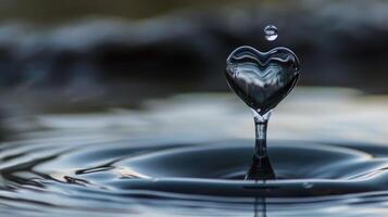 ai gegenereerd hartvormig water druppel, een symbool van van de natuur liefde, ai gegenereerd foto