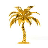 ai gegenereerd een solide goud palm boom tegen een wit achtergrond, uitstralend luxe, ai gegenereerd foto