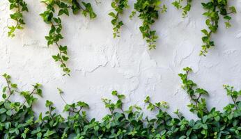 ai gegenereerd groen planten tegen wit muur foto