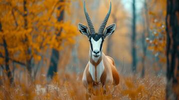 ai gegenereerd antilope in een gouden savanne foto