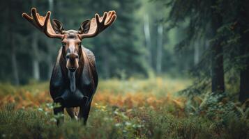 ai gegenereerd eland in herfst Woud foto