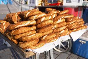Turks bagel simit verkoop in een busje foto