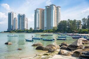 visie van visvangst dorp in tanjung tokong, penang, Maleisië foto