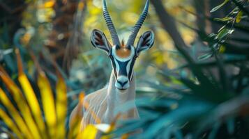 ai gegenereerd antilope in een gouden savanne foto