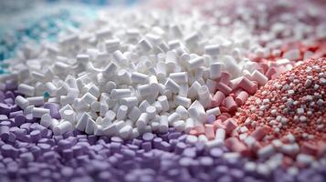 ai gegenereerd ambient gieten materialen - gekleurde plastic pellets foto