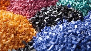 ai gegenereerd industrieel kleur verscheidenheid - plastic pellets voor gieten foto