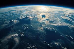 ai gegenereerd van de aarde atmosfeer en cloudscape bekeken van ruimte foto