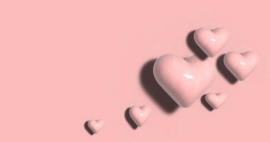 roze volumetrisch harten Aan een roze achtergrond, 3d renderen illustratie foto