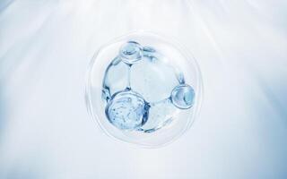 molecuul en water bubbel, 3d weergave. foto