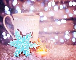 Kerstmis koffie met koekjes foto