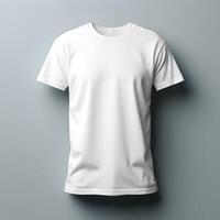 ai gegenereerd PNG blanco t-shirt mockup Aan een grijs achtergrond foto