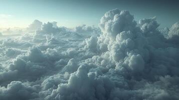 ai gegenereerd een lucht gedekt met nimbostratus wolken, creëren een schaduwrijk atmosfeer en een kans van regen. foto