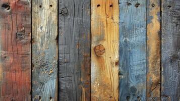 ai gegenereerd versleten hout planken, elk lager de uniek charme van scheuren en verleidelijk hout vezels. oud hout achtergrond. foto