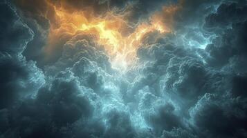 ai gegenereerd de lucht na regen met de uiterlijk van Kelvin-helmholtz wolken, toevoegen een dramatisch element naar de nog steeds bewolkt lucht. foto