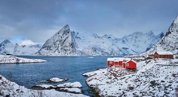 hamnoy visvangst dorp Aan lofoten eilanden, Noorwegen foto