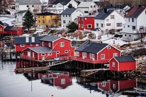 reine visvangst dorp, Noorwegen foto